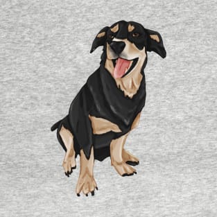 Brown and Black Dog Sitting Mouth Open T-Shirt